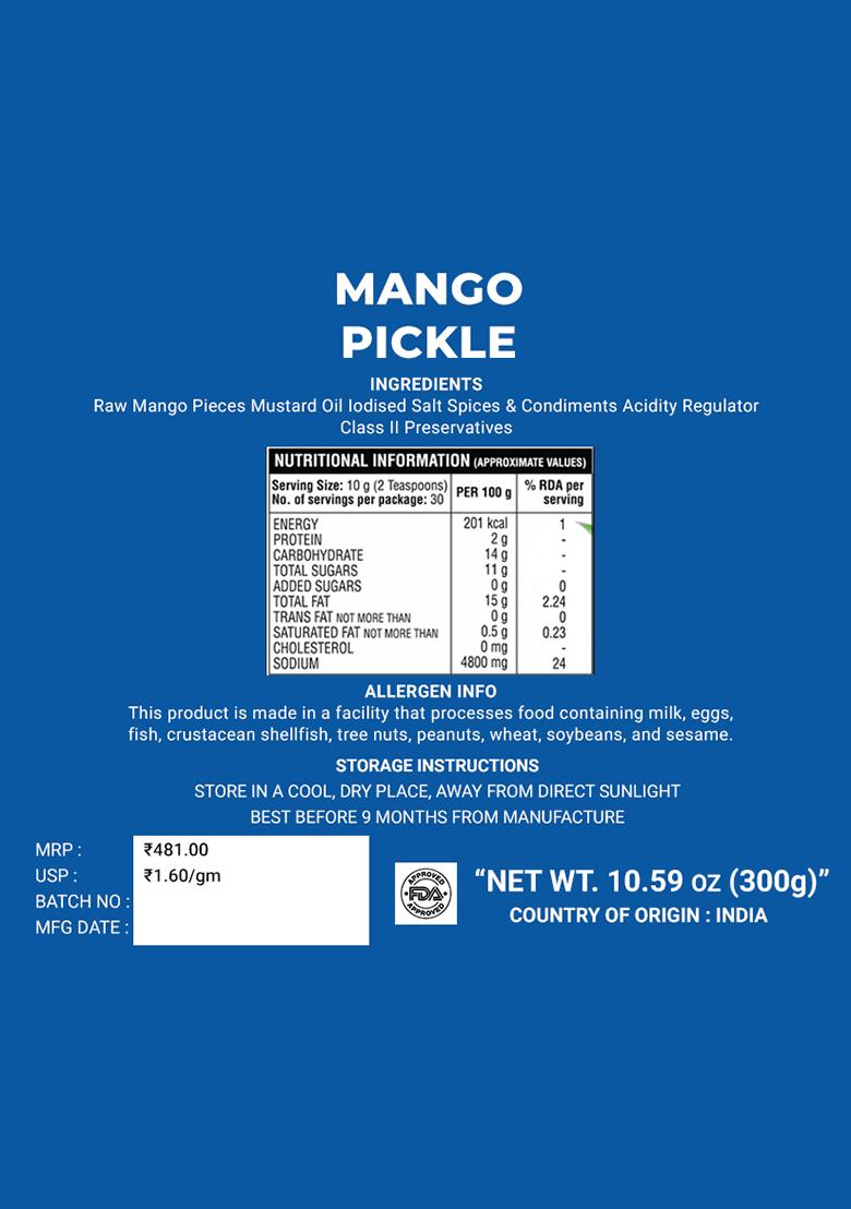 Mango Pickle - With Mustard Oil 10.59 oz (300 g) - Indya