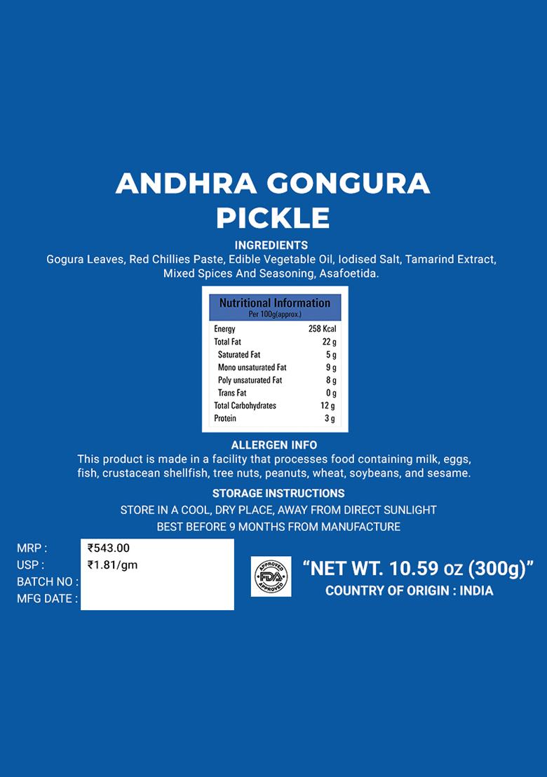 Andhra Gongura Pickle - With Garlic 10.59 oz (300 g) - Indya