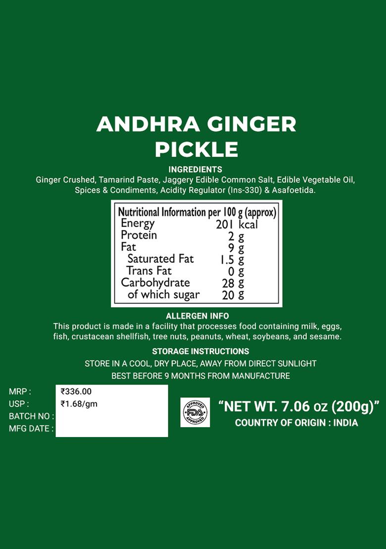 Andhra Ginger Pickle 7.06 oz (200 g) - Indya