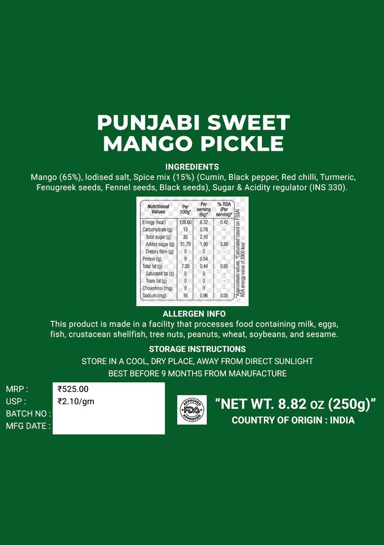 Punjabi Sweet Mango Pickle 8.82 oz (250 g) - Indya