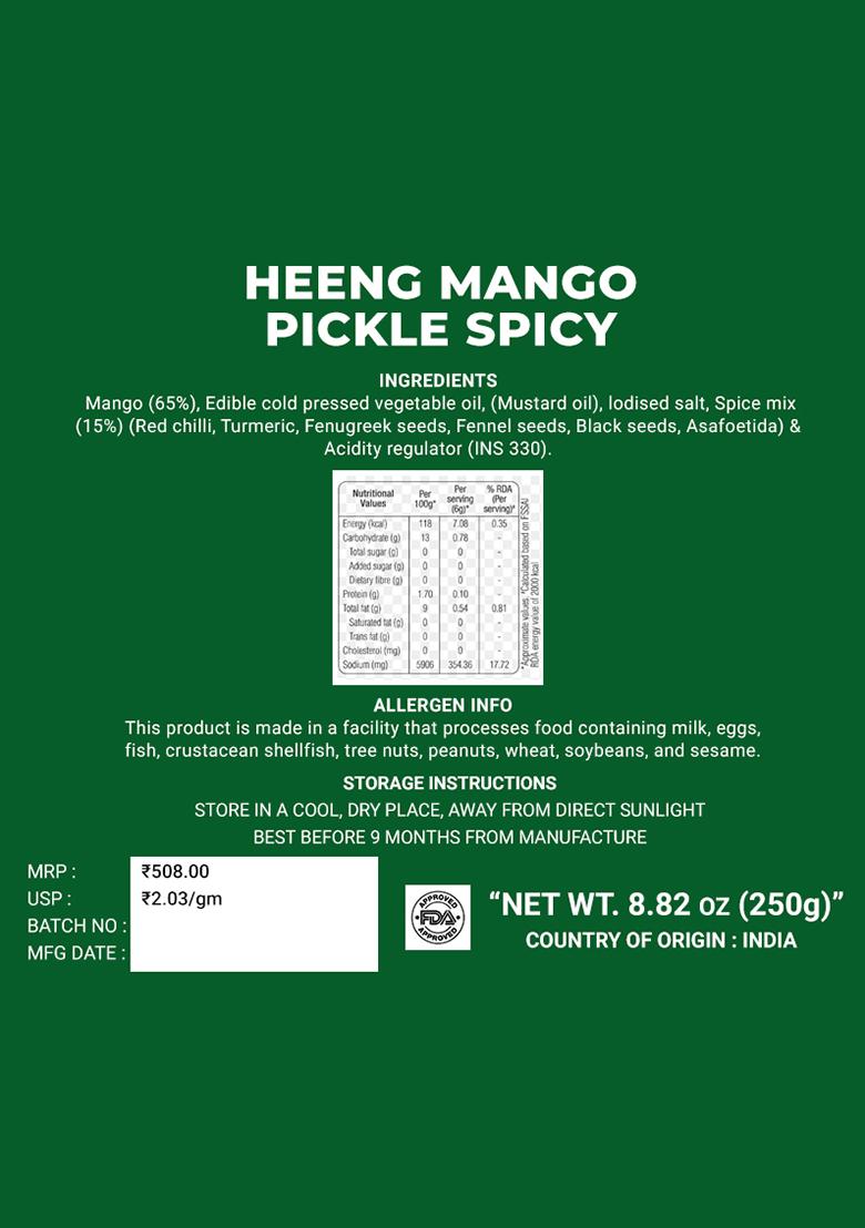 Heeng Mango Pickle - UP Style 8.82 oz (250 g) - Indya