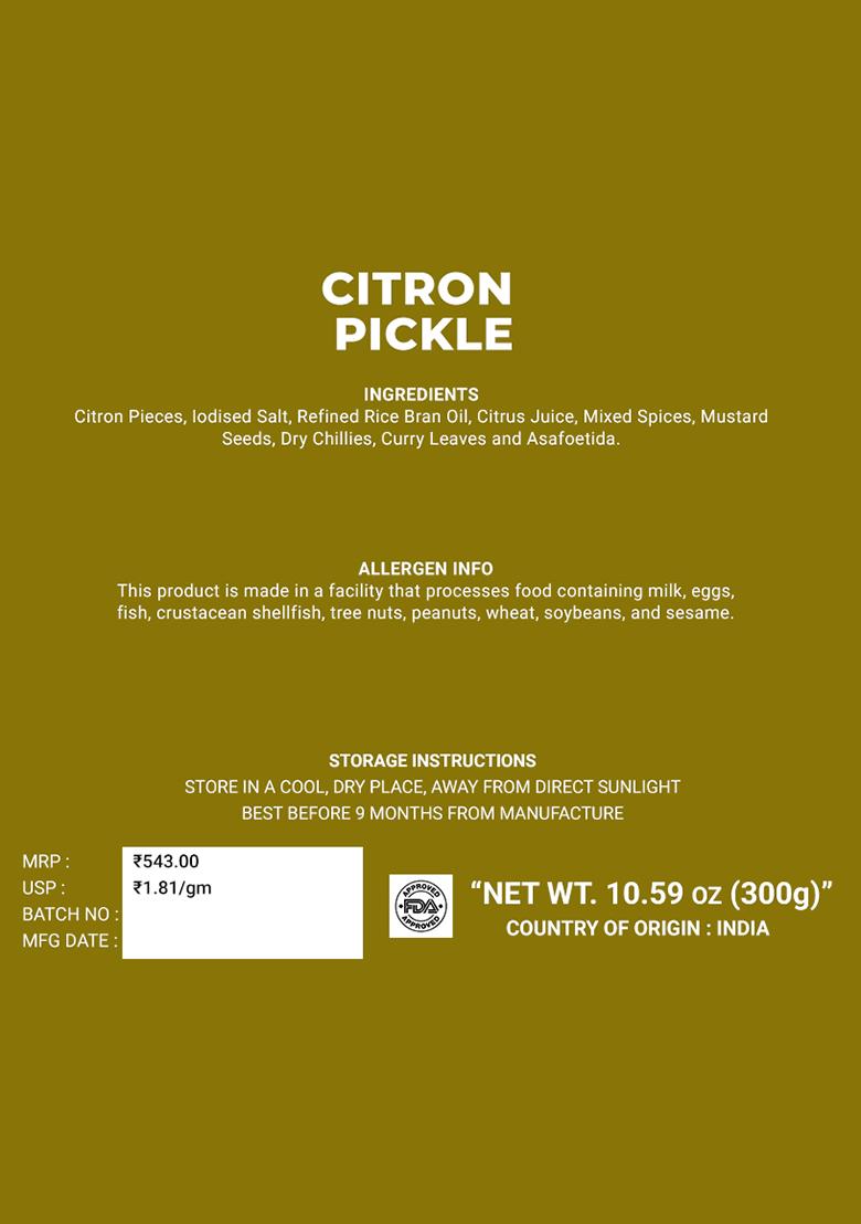 Citron Pickle - No Garlic 10.59 oz (300 g) - Indya