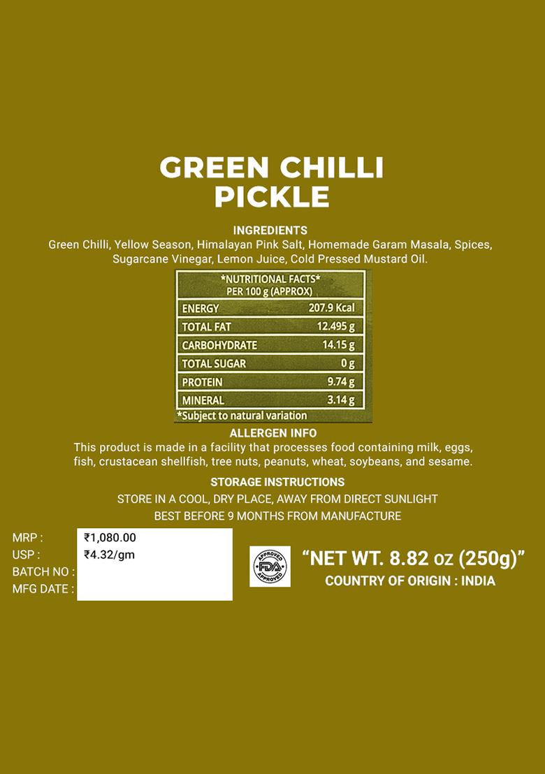 Green Chilli Pickle - Fresh Aroma 8.82 oz (250 g) - Indya