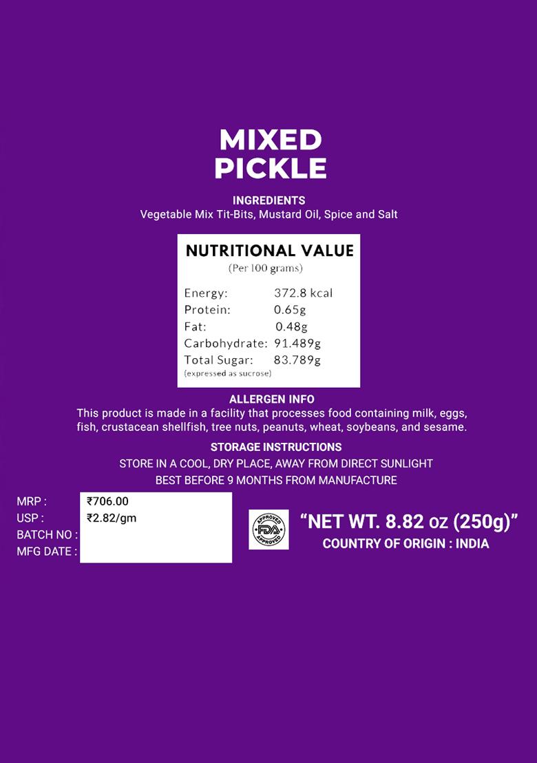 Mixed Pickle - Jolkhabar Style 8.82 oz (250 g) - Indya