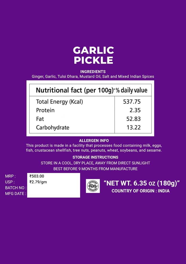Garlic Pickle - With Tulsi 6.35 oz (180 g) - Indya