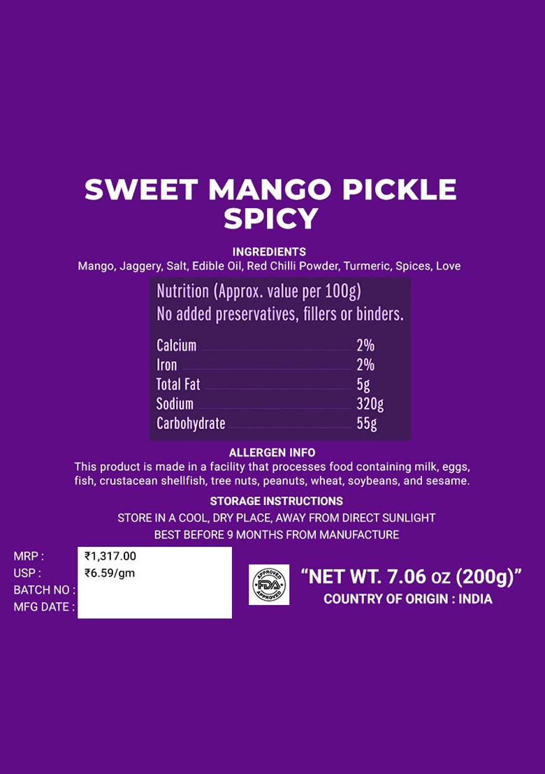 Sweet Mango Pickle - With Jaggery 7.06 oz (200 g) - Indya