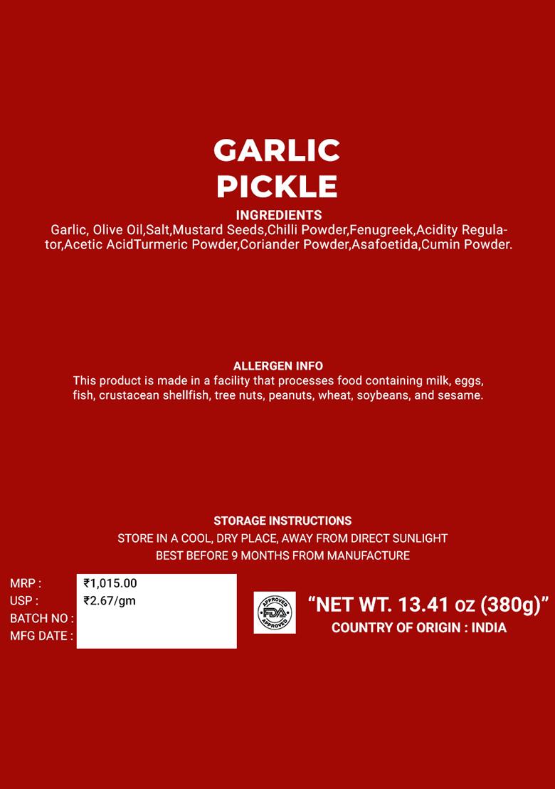 Garlic Pickle - Sunflower Oil Blend 13.41 oz (380 g) - Indya