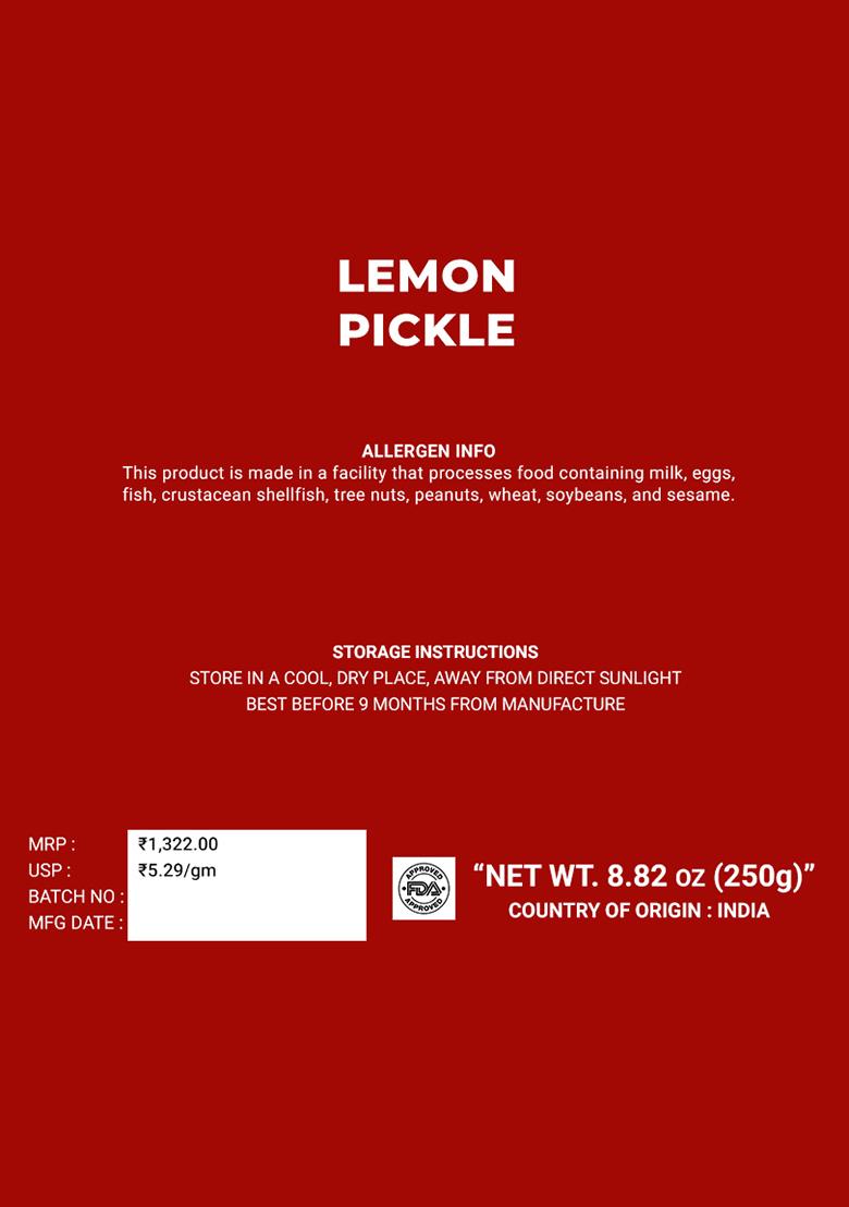 Lemon Pickle - Homemade Khatta Meetha 8.82 oz (250 g) - Indya