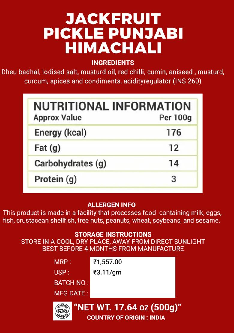 Jackfruit Pickle - Punjabi Himachali 17.64 oz (500 g) - Indya