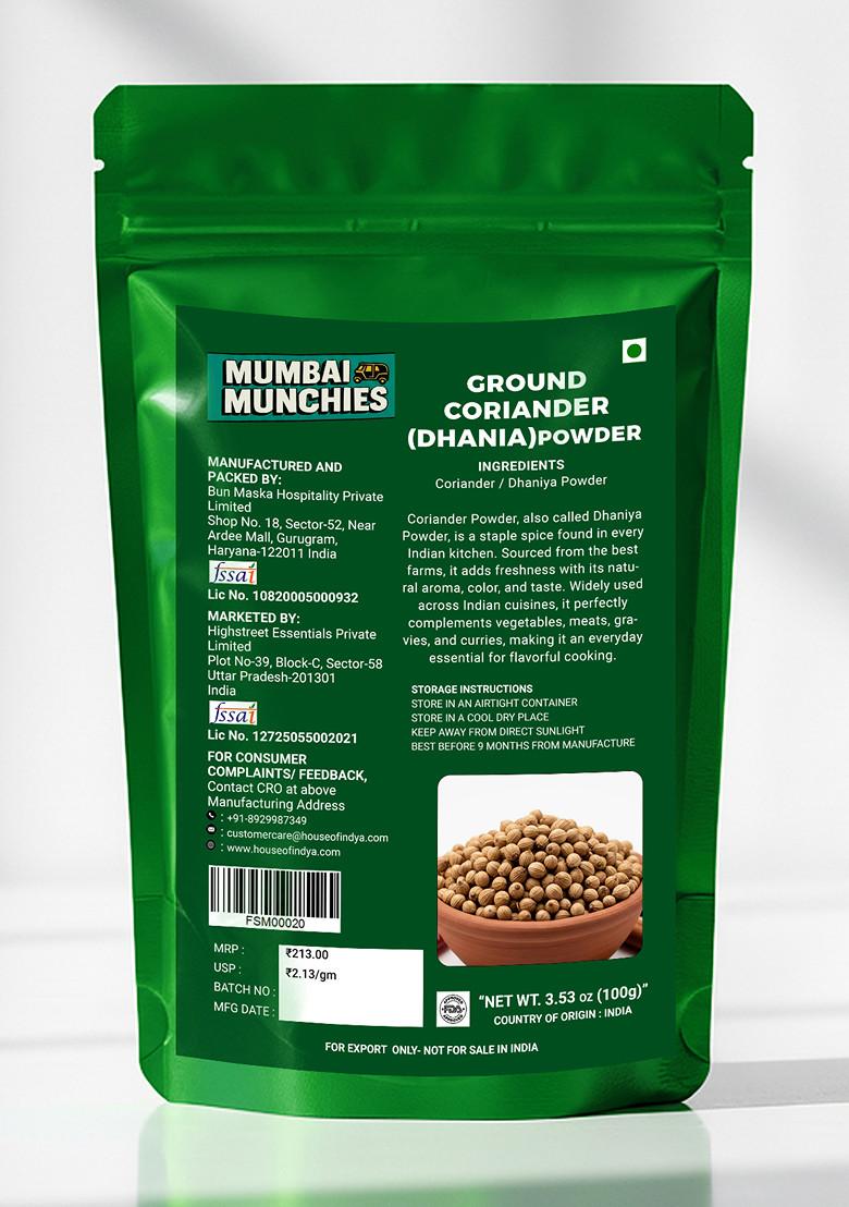Ground Coriander (Dhania) Powder 3.53 oz (100 g) - Indya