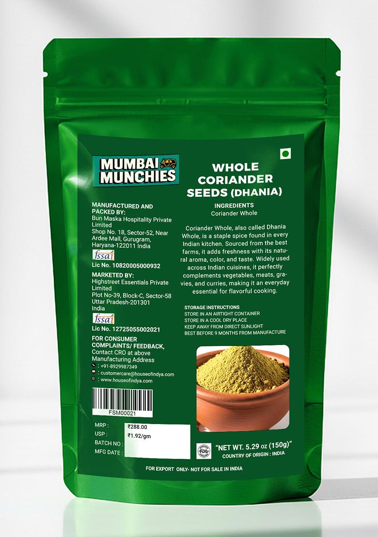 Whole Coriander Seeds (Dhania) 5.29 oz (150 g) - Indya