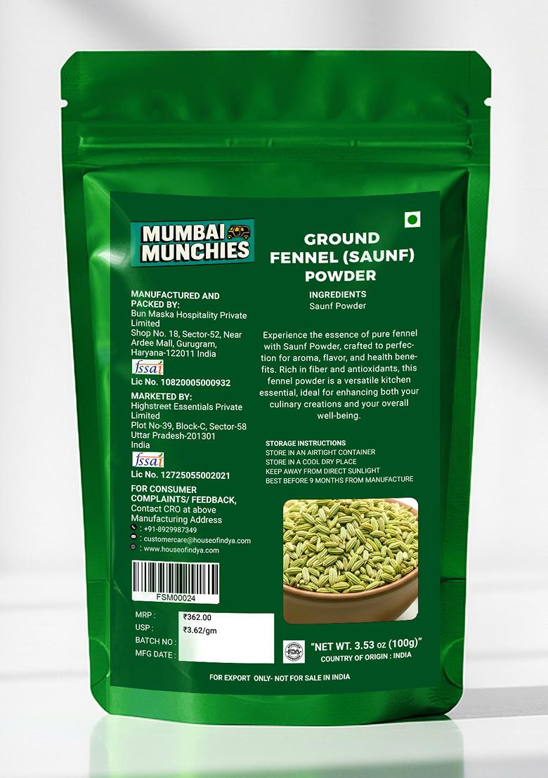 Ground Fennel (Saunf) Powder 3.53 oz (100 g) - Indya