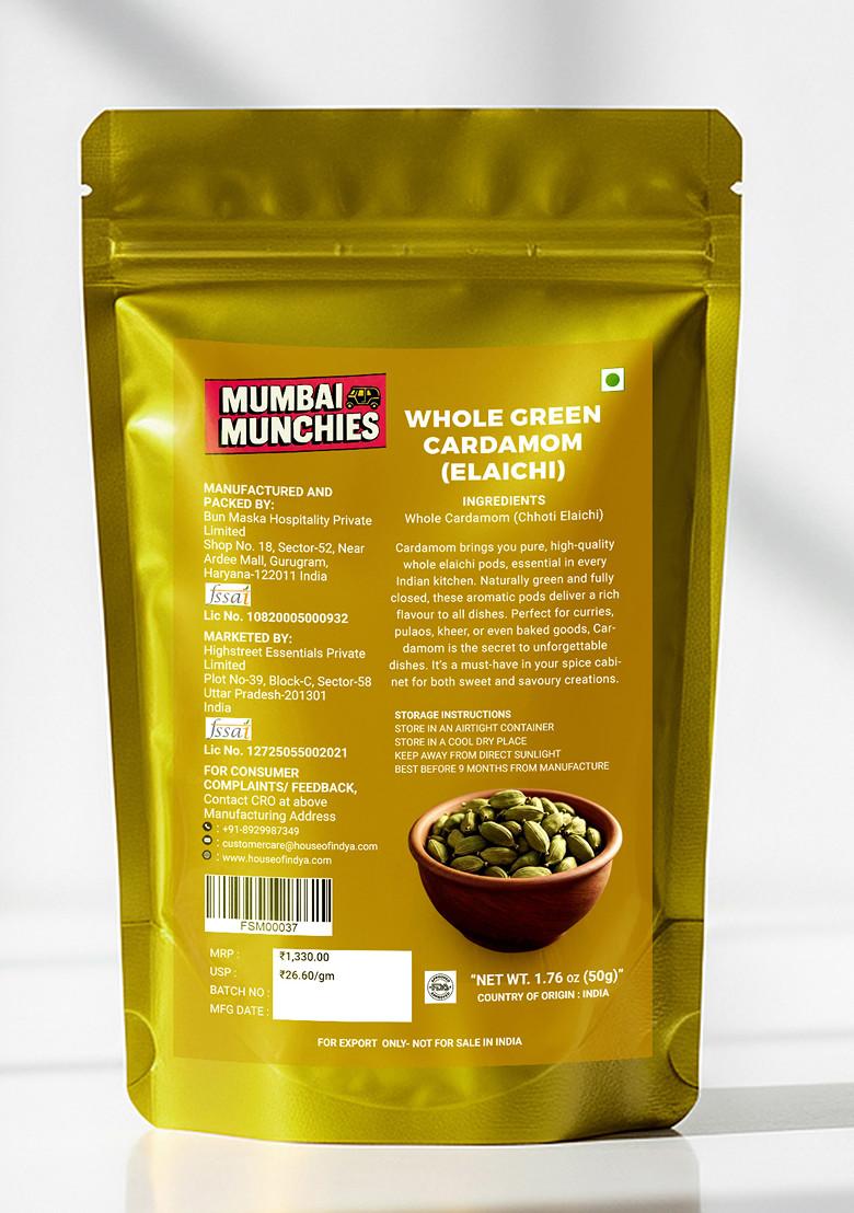 Whole Green Cardamom (Elaichi) 1.76 oz (50 g) - Indya