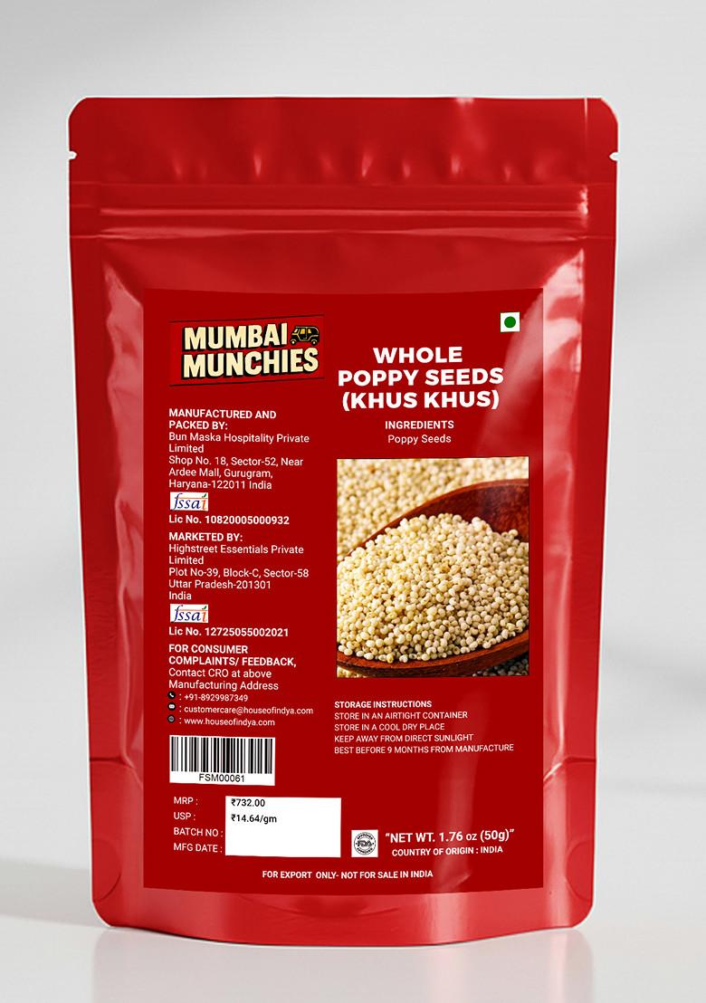 Whole Poppy Seeds (Khus Khus) 1.76 oz (50 g) - Indya