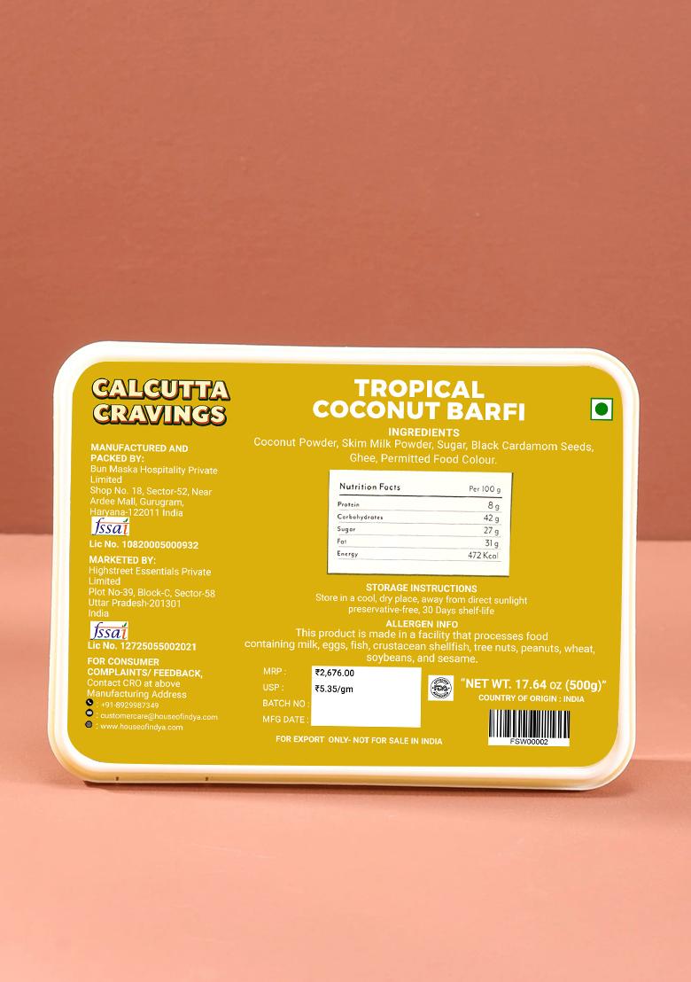 Tropical Coconut Barfi 17.64 oz (500 g) - Indya