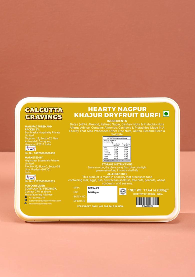 Nagpur Khajur Dryfruit Burfi 17.64 oz (500 g) - Indya