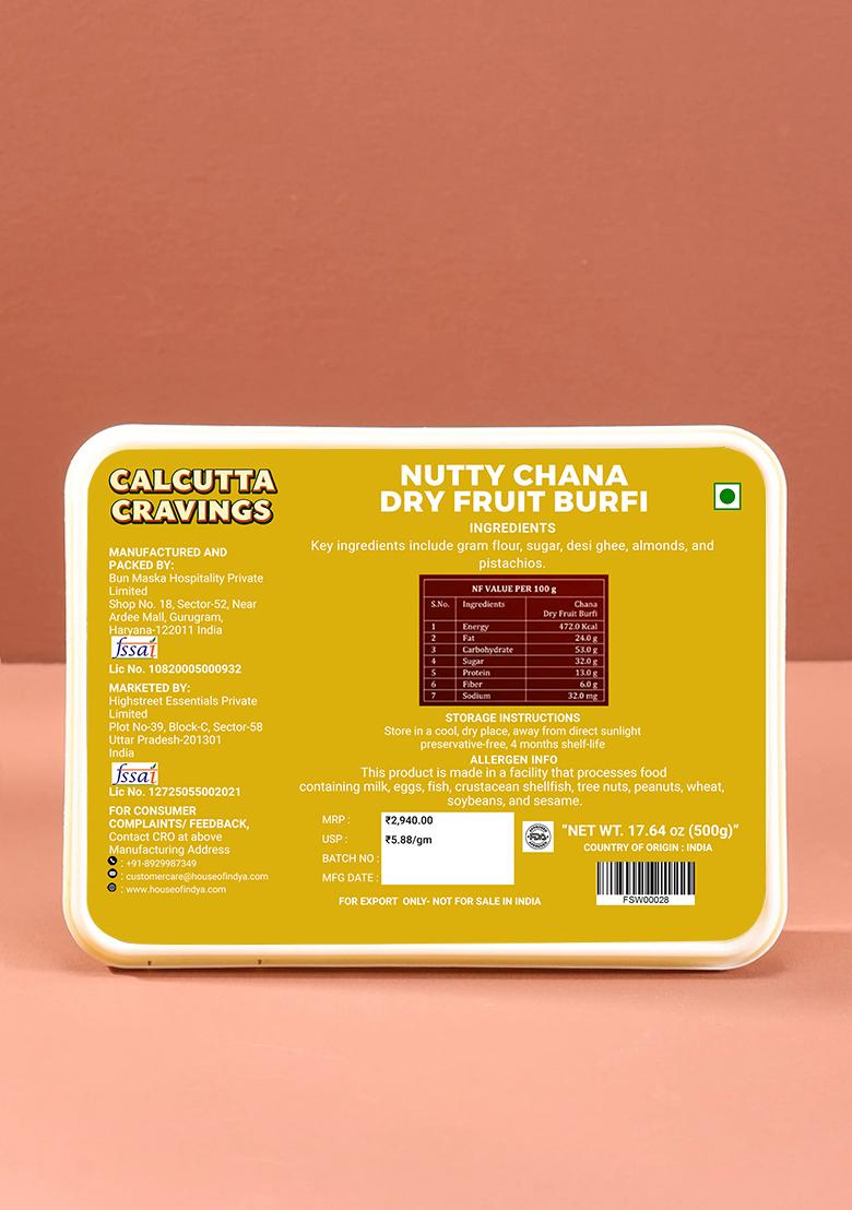 Chana Dry Fruit Burfi 17.64 oz (500 g) - Indya