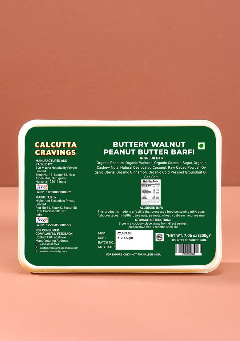 Walnut Peanut Butter Barfi 7.06 oz (200 g) - Indya