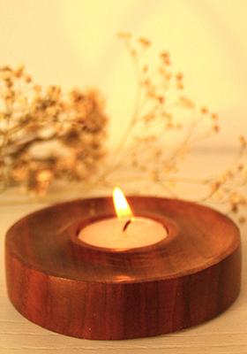 Brown Wooden Concentric Tealight Candle