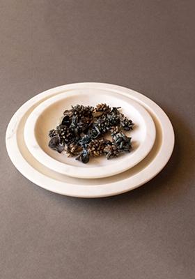 White Indian Marble Mishmash Multipurpose Plate