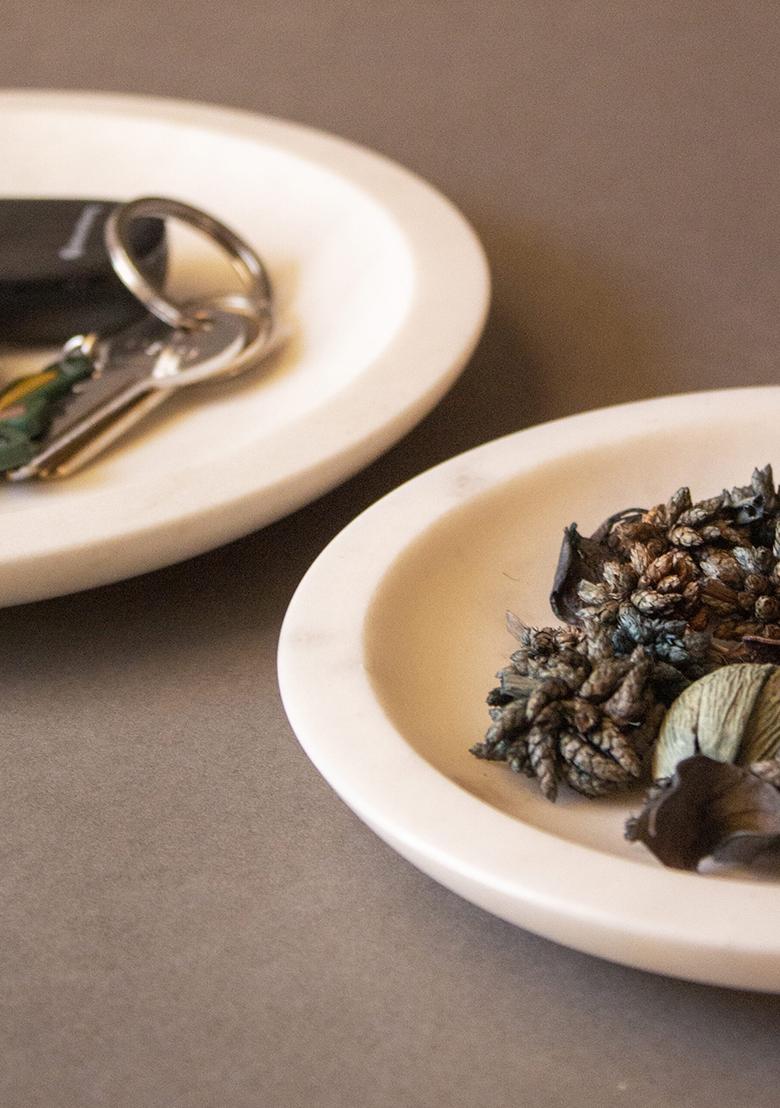 White Indian Marble Mishmash Multipurpose Plate