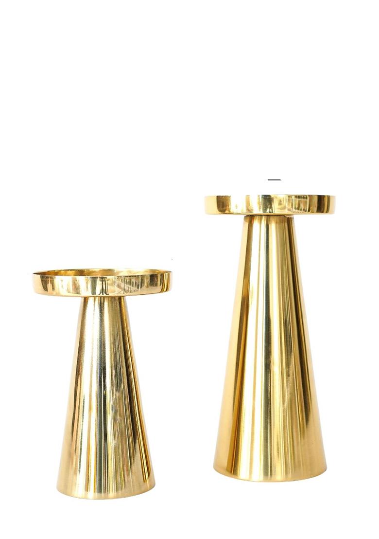 Gold Metal Candle Holder (Set Of 2)