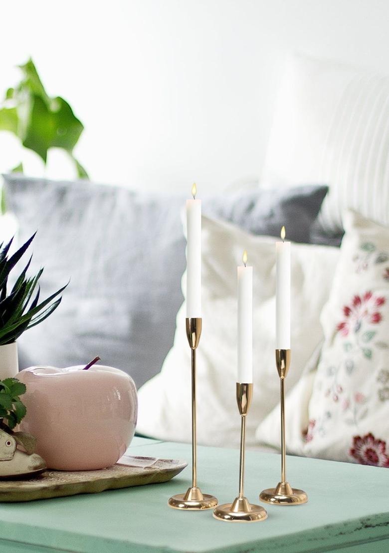 Gold Metal Taper Candle Holder (Set Of 3)