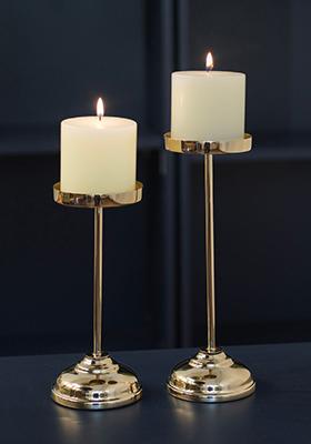 Gold Golden Pillar Candle Holder Set Classic Design