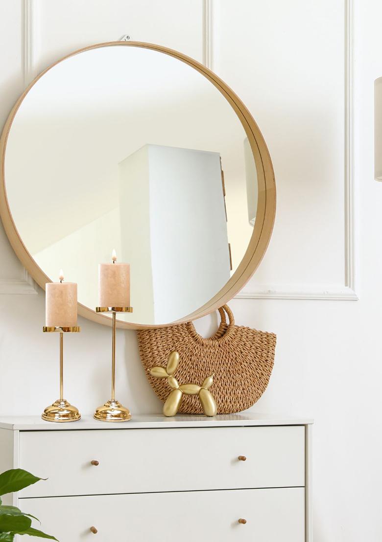 Gold Golden Pillar Candle Holder Set Classic Design