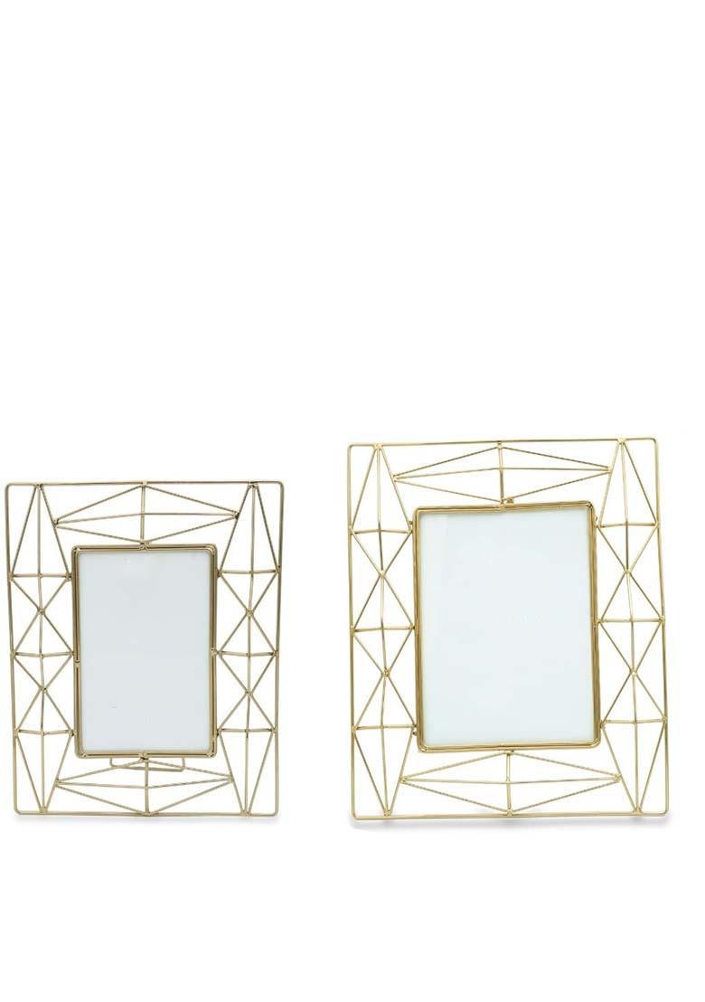 Gold Metal Geometric Photo Frame (Set Of 2)