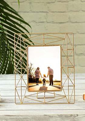 Gold Metal Geometric Photo Frame Large
