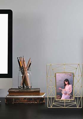 Gold Metal Geometric Photo Frame Small