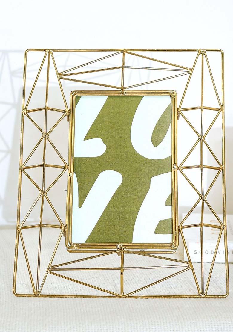 Gold Metal Geometric Photo Frame Small