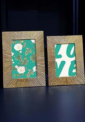 Gold Sunburst Photo Frame Gold (Set Of 2)