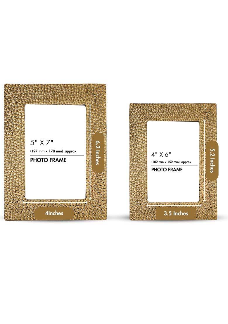 Gold Metal Photo Frame Set With Hammered Design