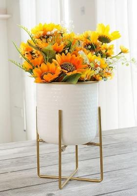 White Hammered Metal Planter Large