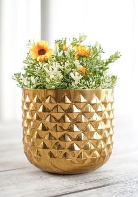 Gold Metal Pineapple Design Planter