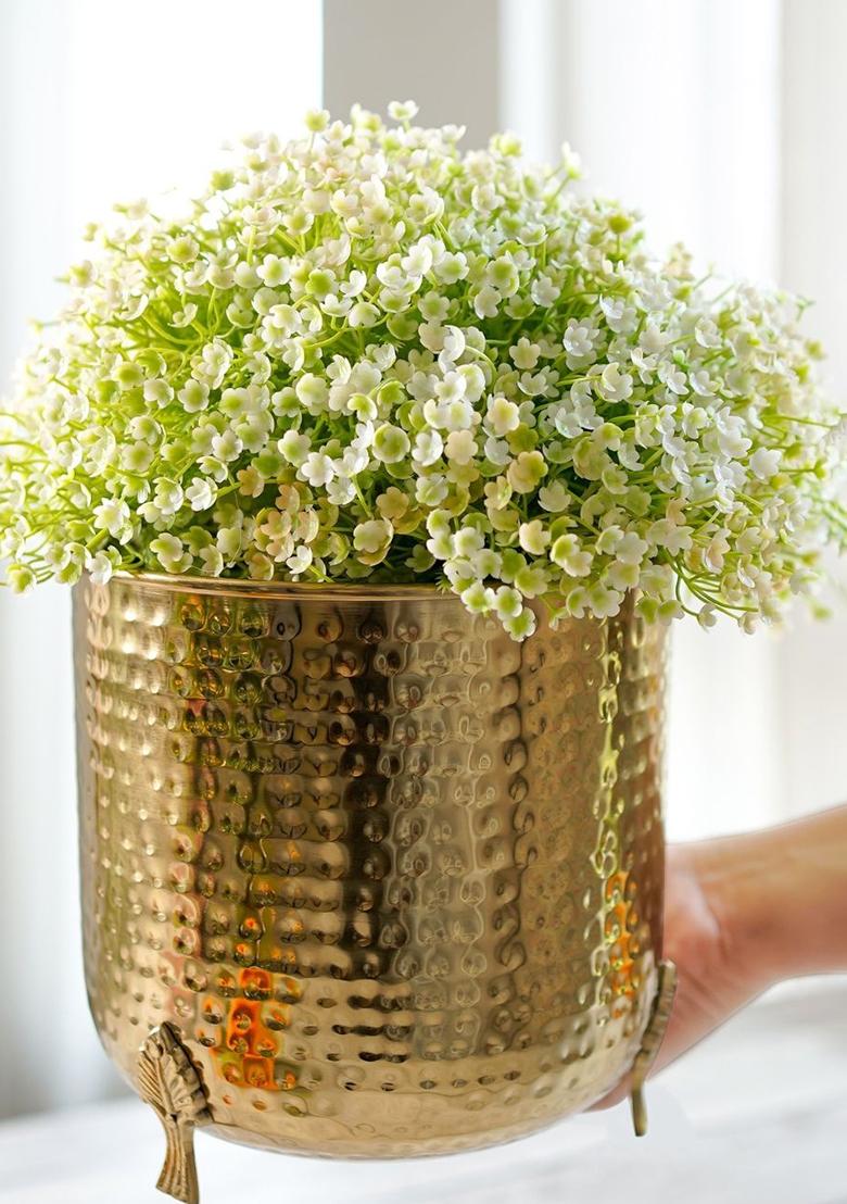 Gold Metal Leaf Leg Planter Large
