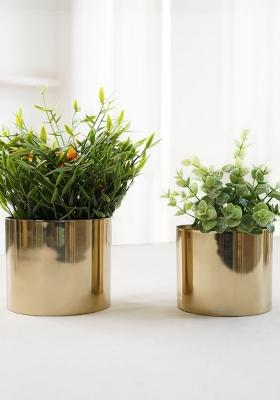 Gold Metal Mini Planter(Set Of 2)
