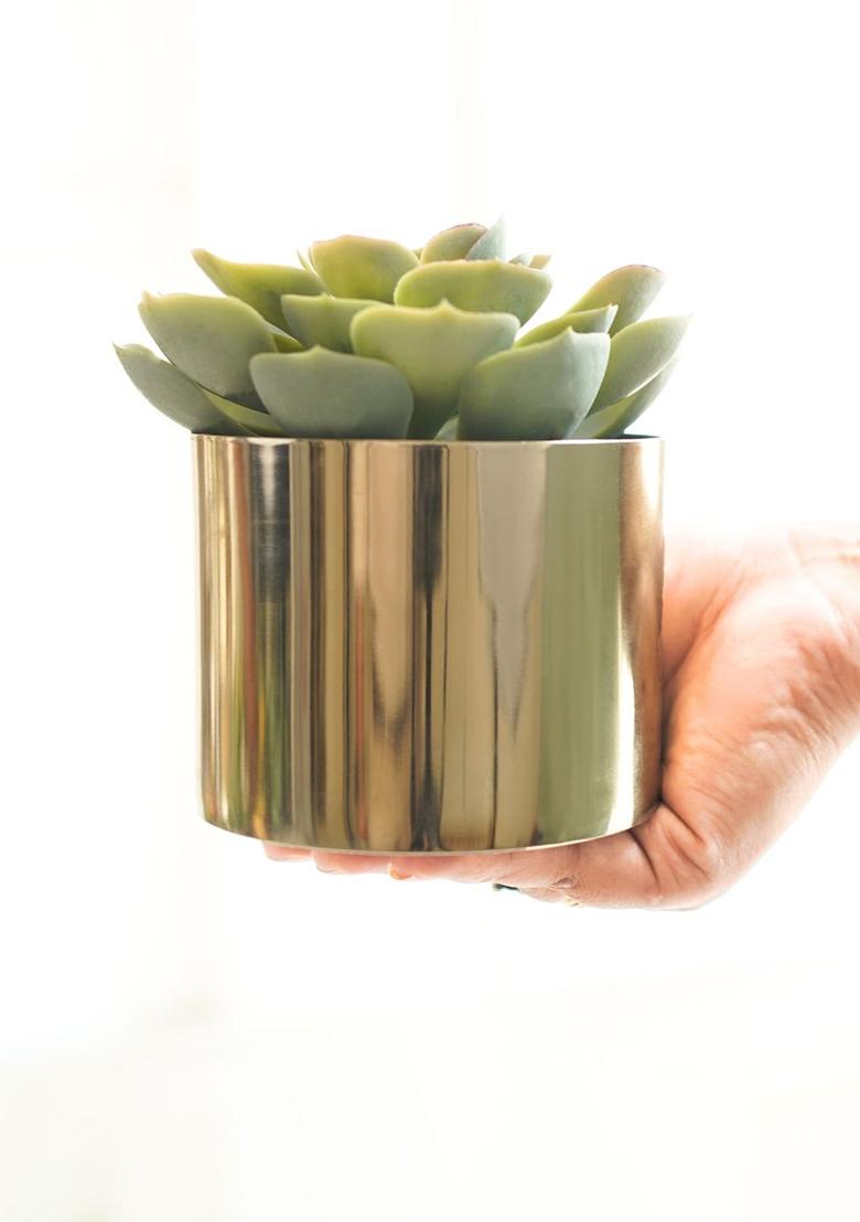 Gold Metal Mini Planter(Set Of 2)