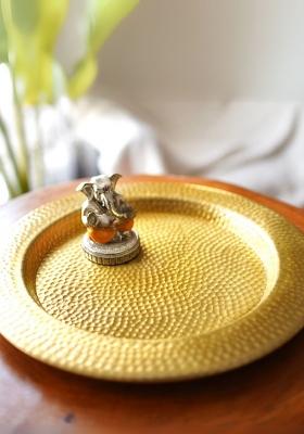 Gold Metal Hammered Tray Large