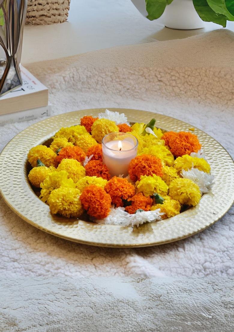 Gold Metal Hammered Tray Large