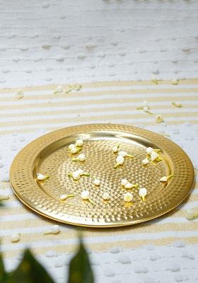 Gold Metal Hammered Tray Small