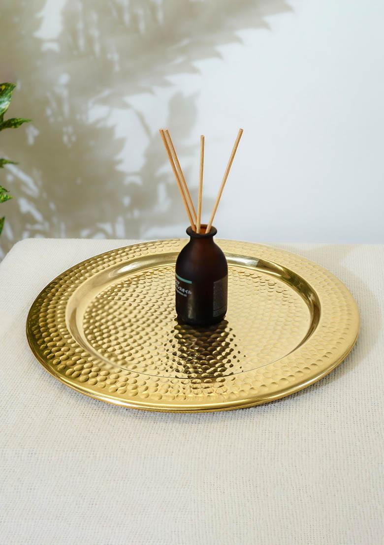 Gold Metal Hammered Tray Small