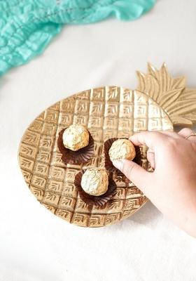 Gold Pineapple Metal Tray Gold Decorative Look