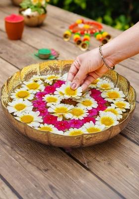 Gold Metal Hammered Flower