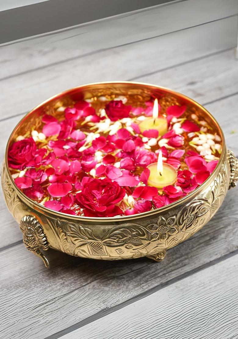 Gold Elephant Brass Urli