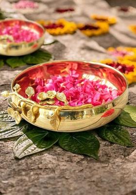 Gold Flower Brass Urli