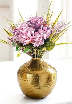 Gold Hammered Metal Flower Vase Small Gold