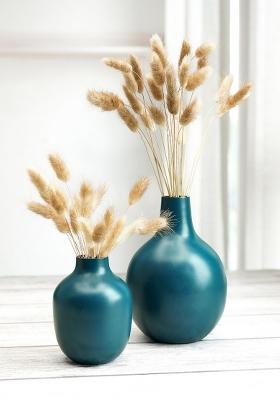 Opal Blue Metal Flower Vase Opal Blue Decorative Look (Set Of 2)